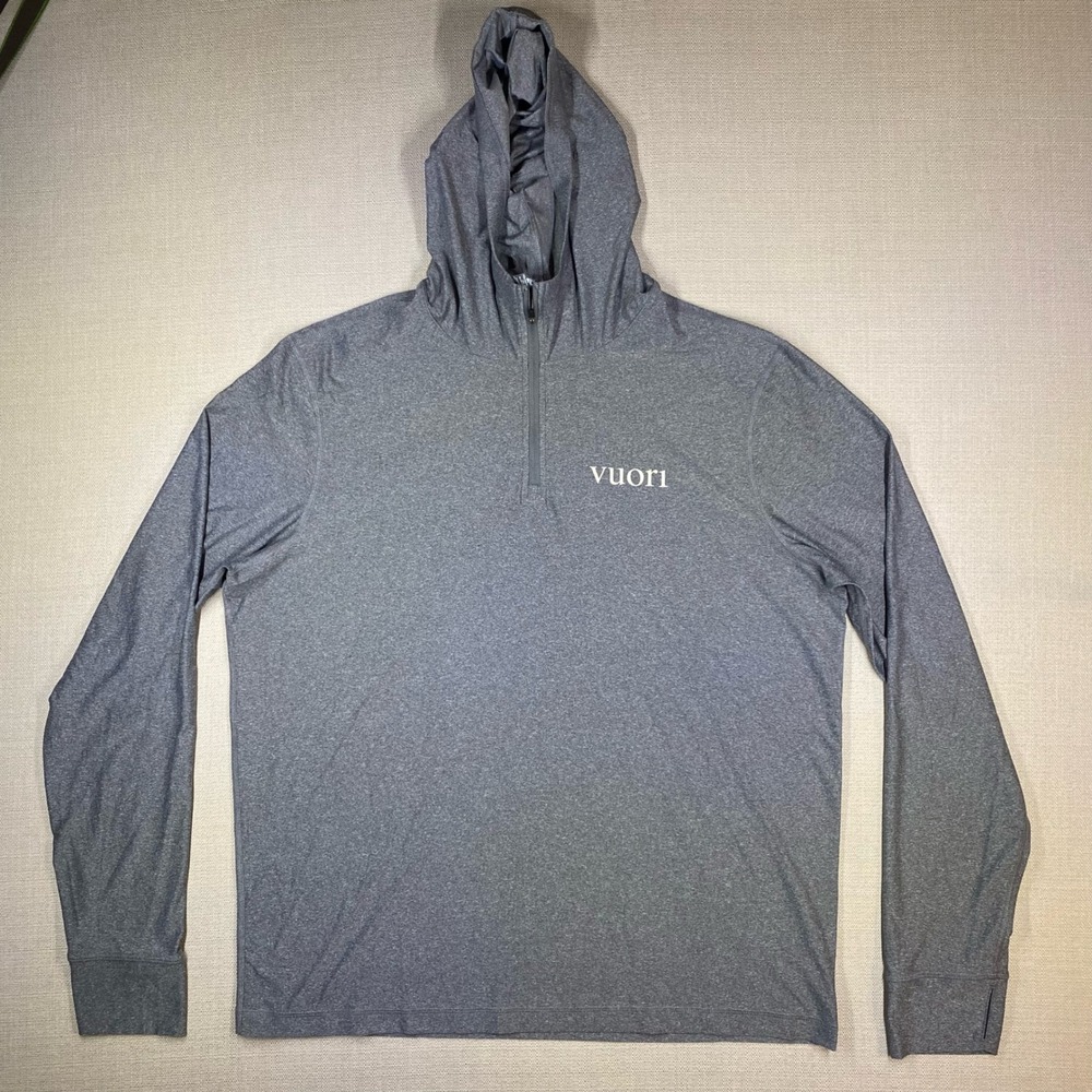 Vuori Mens Uluwatu UPF 1/4 Zip Performance Hoodie Heather Gray V1075 Size XL